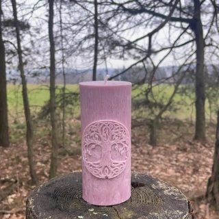 Válec Strom života 14,5cm- pudrový
