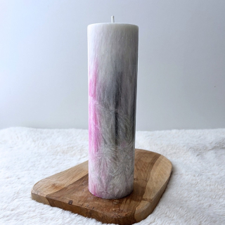 Žíhaný válec 22cm- růžová a šedá